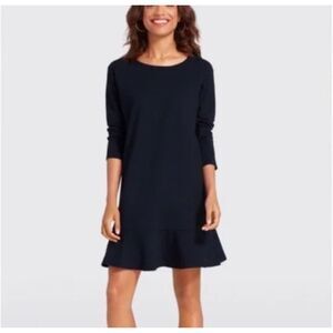 Draper James Tulip Dress Long Sleeve Ponte Knit Nassau Navy Blue Size Large